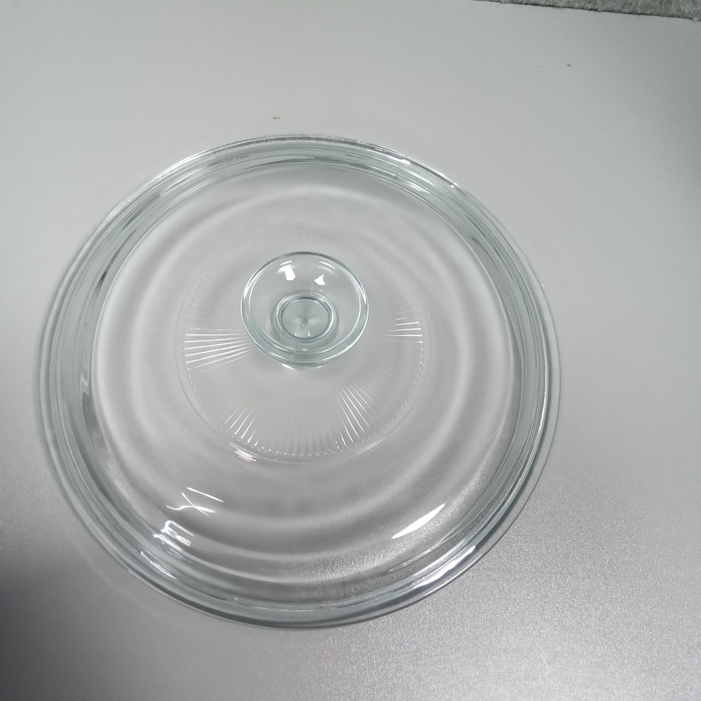 Pyrex G1C Clear Glass Casserole Lid 8.75 Inch Sunburst Radial Pattern Vintage